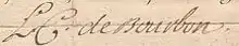 Signature de Louis-Charles de Bourbon