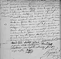 Document manuscrit en noir sur blanc avec signature