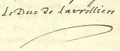 signature de Louis Phélypeaux de Saint-Florentin, duc de La Vrillière