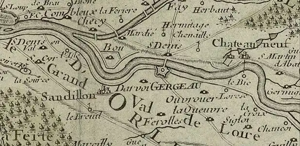 1780 : Gergeau sur une carte de la Généralité d'Orléans.