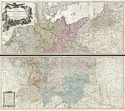 Map of the Empire of Germany, Including All the States Comprehended under that Name: with the Kingdom of Prussia, &c. (1759 ; l'image ici présente provient d'une édition de 1797).