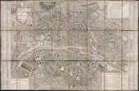 Plan de Paris et de ses faubourgs. La ville est divisée en 12 municipalités (1797).