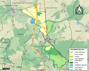 Carte en couleurs présentant l'occupation des sols.