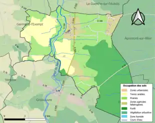 Carte en couleurs présentant l'occupation des sols.