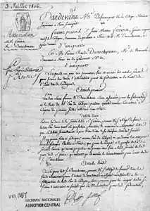 Contrat de 1806 entre Farina et Durochereau, Archives nationales.