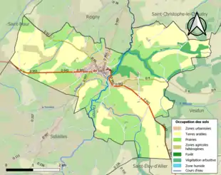 Carte en couleurs présentant l'occupation des sols.