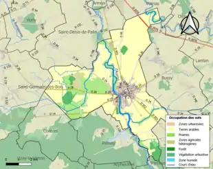 Carte en couleurs présentant l'occupation des sols.