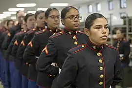 MCRDPI marines, 4th Recruit Training Battalion wait to have their uniforms examined