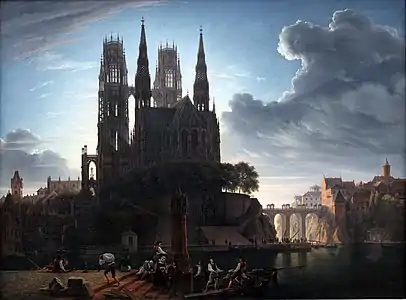 Cathédrale gothique au bord de l'eau (1813).