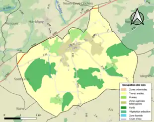 Carte en couleurs présentant l'occupation des sols.