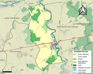 Carte en couleurs présentant l'occupation des sols.