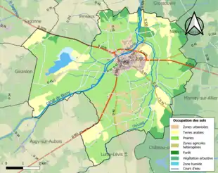 Carte en couleurs présentant l'occupation des sols.