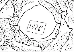 Millésime 1826 sous dalle de fermeture à Villevieille (Gard).