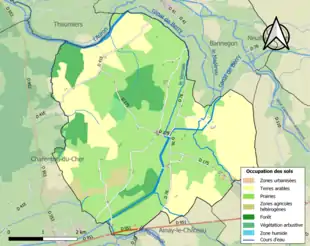 Carte en couleurs présentant l'occupation des sols.