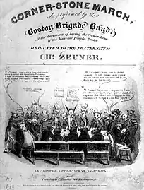 « Anti-Masonic Convention in Valdimor », affiche pour le Corner-Stone March, as Performed by the Boston Brigade Band (en), 1832