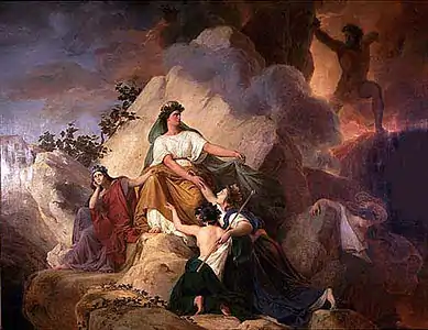 Cybèle protège contre le Vésuve les villes de Stabiae, Herculanum, Pompéi et Résina, par François-Édouard Picot, 1832.