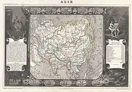 1852. Carte de l'Empire chinois par le général français Victor Levasseur.