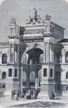 Entrée du palais de l'Industrie (1855).