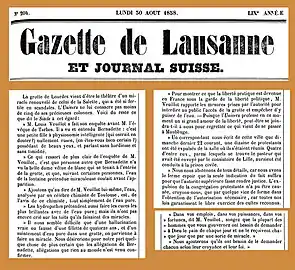La Gazette de Lausanne du 30 août.