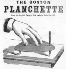 Affiche publicitaire pour la « Boston planchette » datant de 1860.