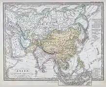 1862. Carte de l'Asie avec l'Empire chinois (chinesisches Reich), par l'éditeur allemand Justus Perthes.