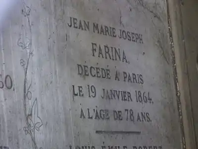 Tombe de Jean Marie Joseph Farina, Paris, cimetière de Montmartre.