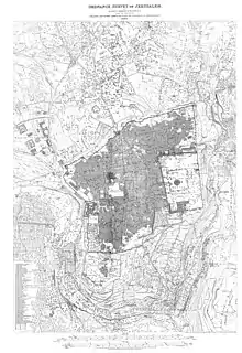 Une carte détaillée de Jérusalem du dix-neuvième siècle