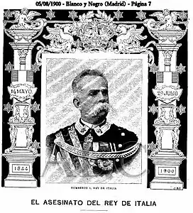 Annonce de la mort du roi d'Italie en 1900.