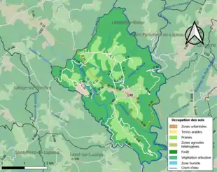 Carte en couleurs présentant l'occupation des sols.