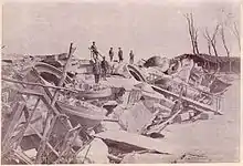 Soldats russes sur les ruines des casemates de Przemyśl, mai 1915.