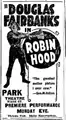 Publicité pour le film Robin Hood, 1922.