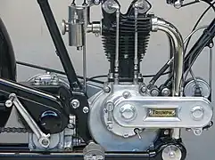 Monocylindre Ricardo 500 cm3, premier moteur OHV de Triumph (1922).