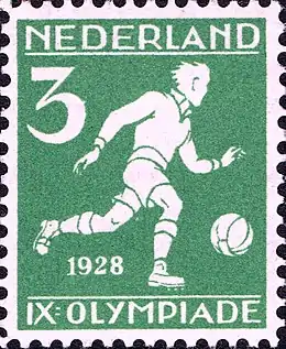 Description de l'image 1928 Summer Olympics stamp of the Netherlands football.jpg.