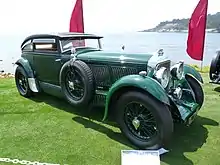 Vue de profil de la Bentley Speed Six « Blue Train Spécial ».