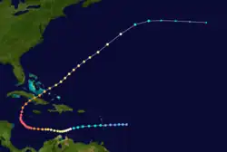 Trajectoire de l'ouragan.