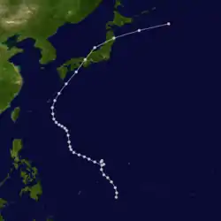 Parcours du typhon Muroto de 1934.