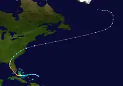 Trajectoire de l'ouragan.