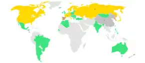Carte du monde des nations participants aux Jeux.