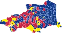 Candidat arrivé en tête au 1er tour par commune.  Marine Le PenEmmanuel MacronJean-Luc MélenchonJean Lassalle