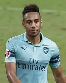 Pierre-Emerick Aubameyang sous le maillot d'Arsenal en 2018