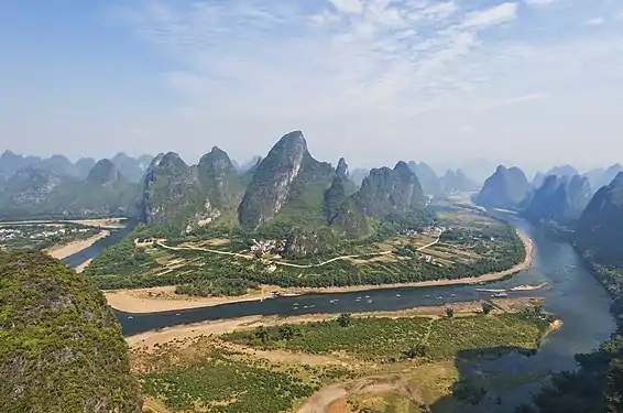 La rivière Li à Yangshuo dans le xian de Guilin