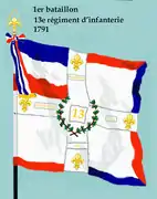 Drapeau du 1er bataillon du 13e régiment d'infanterie de ligne de 1791 à 1793