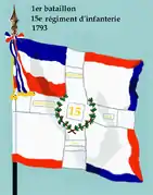 Drapeau du 1er bataillon du 15e régiment d'infanterie de ligne de 1793 à 1794