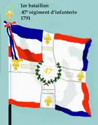 Drapeau du 1er bataillon du 47e régiment d'infanterie de ligne de 1791 à 1793