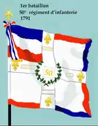 Drapeau du 1er bataillon du 50e régiment d'infanterie de ligne de 1791 à 1793