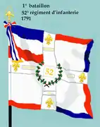 Drapeau du 1er bataillon du 52e régiment d'infanterie de ligne de 1791 à 1793