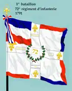 Drapeau du 1er bataillon du 72e régiment d'infanterie de ligne de 1791 à 1793