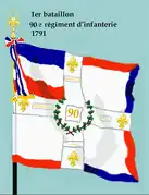 Drapeau du 1er bataillon du 90e régiment d'infanterie de ligne de 1791 à 1793