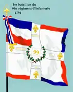 Drapeau du 1er bataillon du 99e régiment d'infanterie de ligne de 1791 à 1793