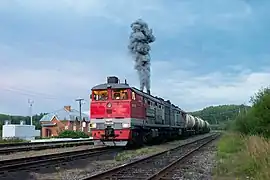 Un train de marchandises en gare de Tabachino.